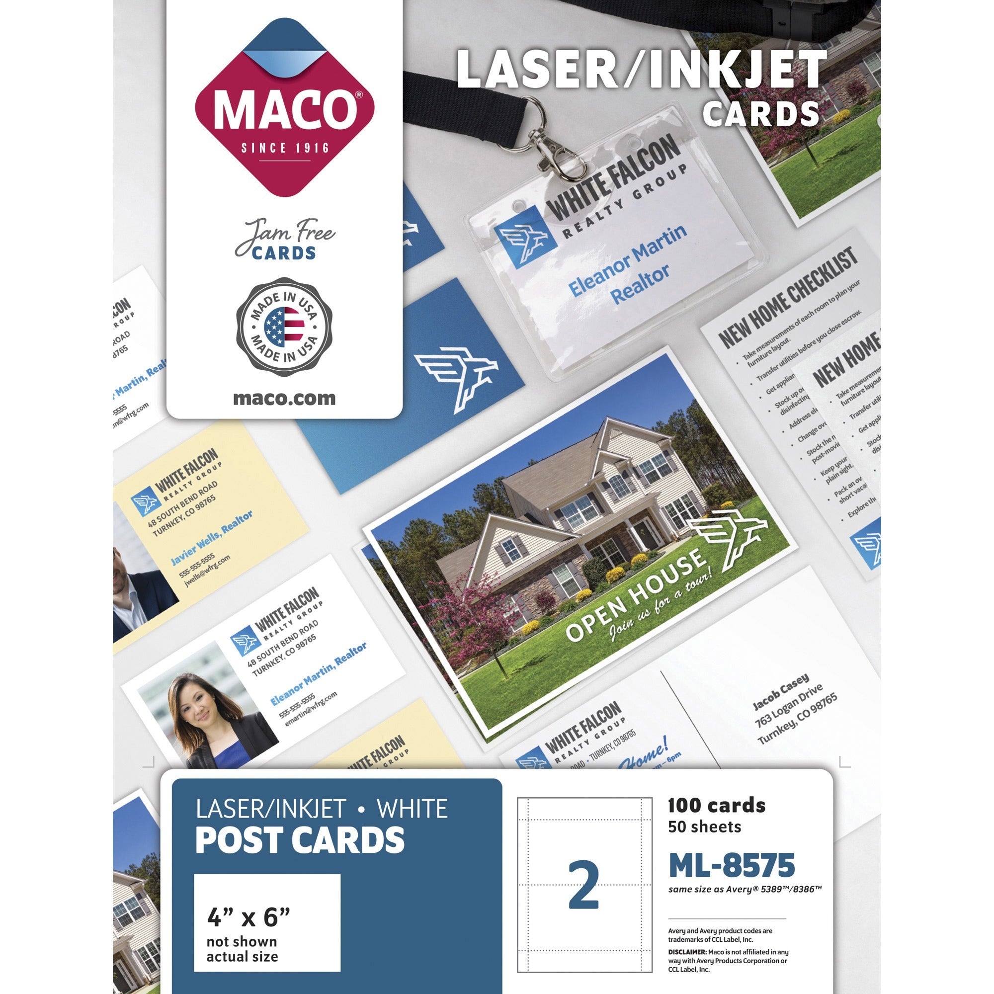 Unruled Microperforated Laser/Inkjet Post Cards, 4 x 6, White, 100 Cards, 2 Cards/Sheet, 50 Sheets/Box