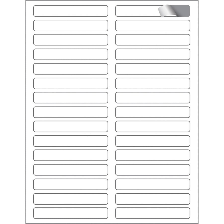 Maco Assorted Laser/Inkjet File Folder Labels - 43/64" Width x 3 7/16" Length - Permanent Adhesive - Inkjet, Inkjet - White - 30 / Sheet - 1500 / Box - 