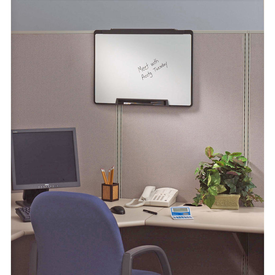 Quartet Motion Cubicle Whiteboard - 24" (2 ft) Width x 18" (1.5 ft) Height - White Melamine Surface - Black Plastic Frame - 1 Each - 