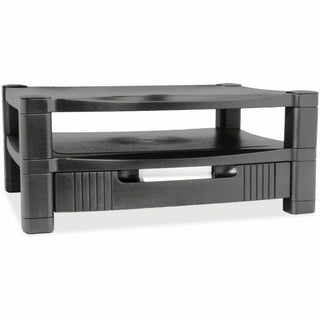 Two-Level Monitor Stand, 17" x 13.25" x 3.5" to 7", Black, Supports 50 lbs