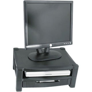 Two-Level Monitor Stand, 17" x 13.25" x 3.5" to 7", Black, Supports 50 lbs