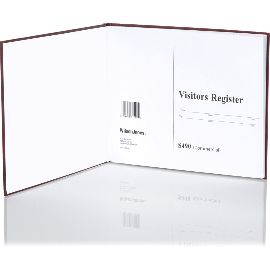 Wilson Jones Visitors Register Book - 56 Sheet(s) - Letter - 8.25" x 10.38" Sheet Size - 5 Columns per Sheet - Black Print Color - Red Cover - 1 Each - 