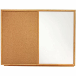 Bulletin/Dry-Erase Board, Melamine/Cork, 36 x 24, Brown/White Surface, Oak Finish Frame