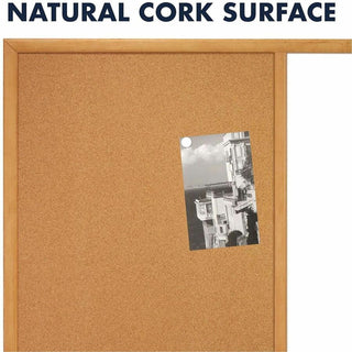 Bulletin/Dry-Erase Board, Melamine/Cork, 36 x 24, Brown/White Surface, Oak Finish Frame