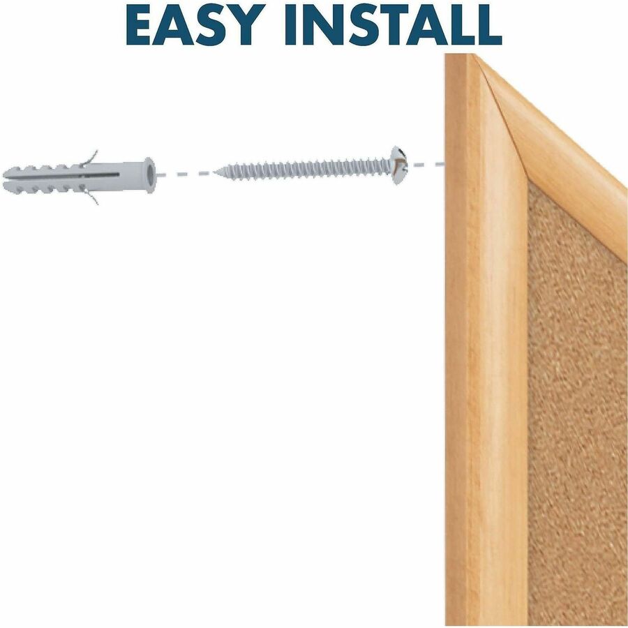 Bulletin/Dry-Erase Board, Melamine/Cork, 48 x 36, Brown/White Surface, Oak Finish Frame