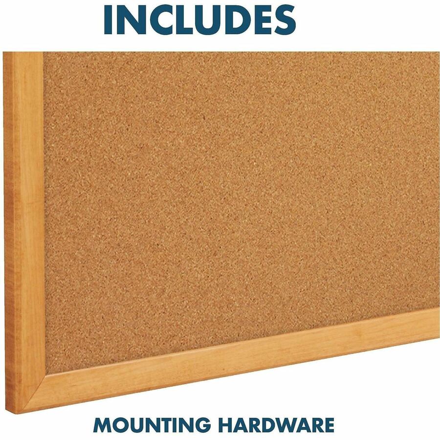 Bulletin/Dry-Erase Board, Melamine/Cork, 48 x 36, Brown/White Surface, Oak Finish Frame