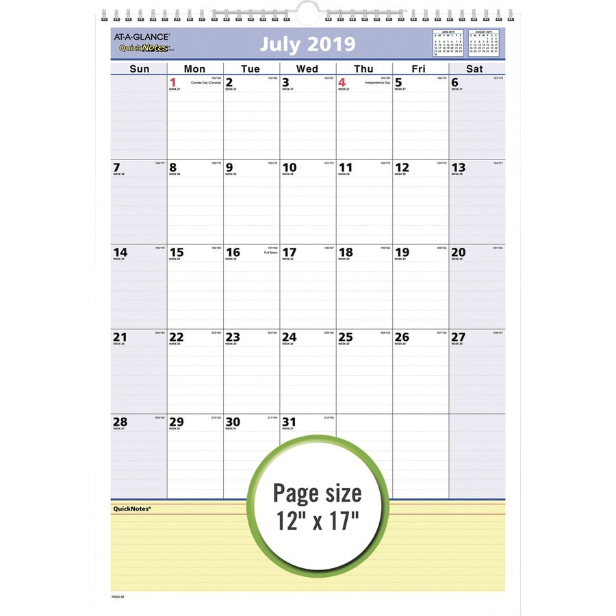 at-a-glance-quicknotes-academic-monthly-wall-calendar-julian-dates-monthly-1-year-july-2023-june-2024-1-month-single-page-layout-12-x-17-sheet-size-150-x-225-block-wire-bound-notes-area-task-list-appointment-schedule-remi_aagpm5328 - 2