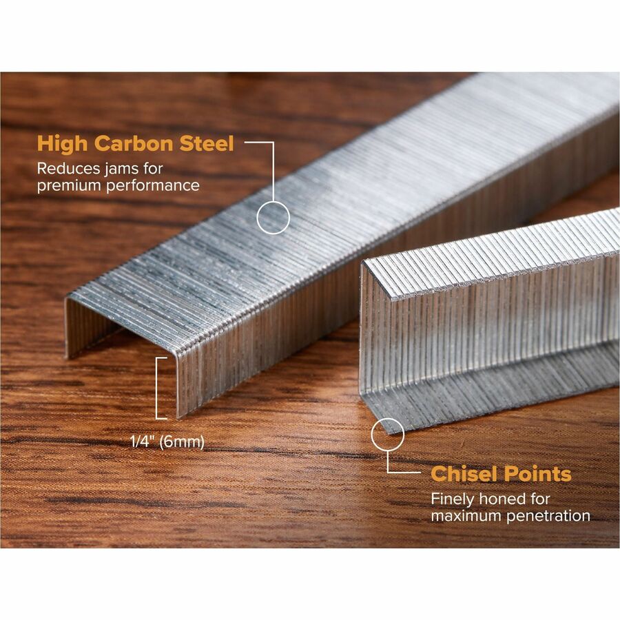 Bostitch Standard Premium Staples - 210 Per Strip - Standard - 1/4" Leg - Chisel Point - Silver - High Carbon Steel - 5.1" Height x 1.8" Width1.3" Length - 5000 / Box - 5