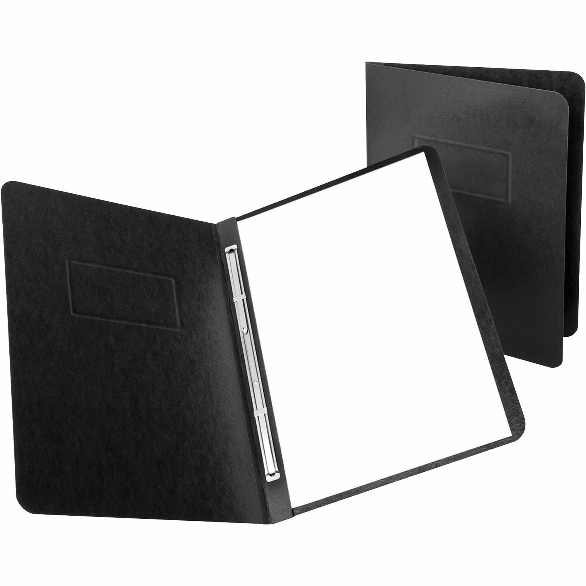 Heavyweight PressGuard and Pressboard Report Cover w/ Reinforced Side Hinge, 2-Prong Metal Fastener, 3" Cap, 8.5 x 11, Black
