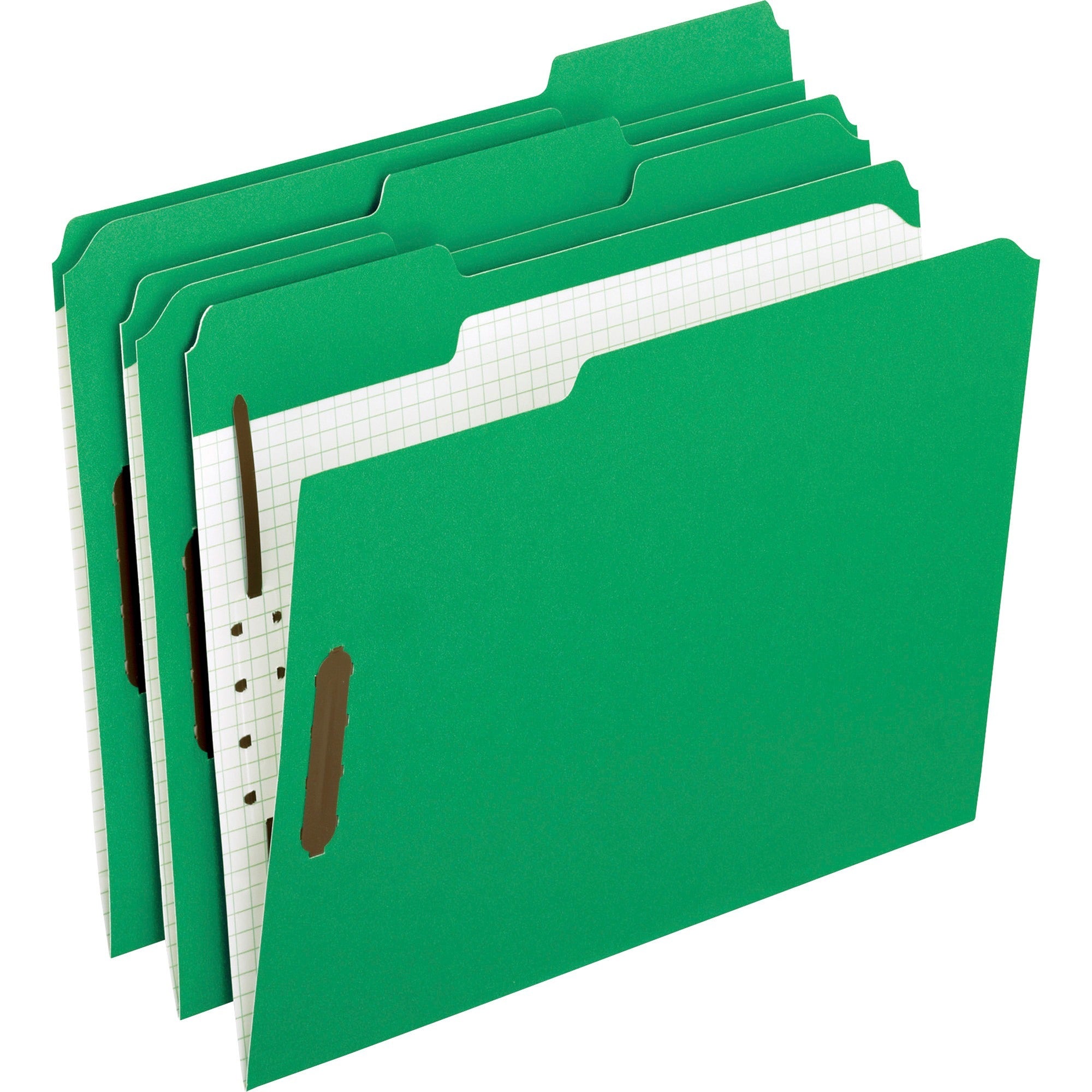 Colored Classification Folders with Embossed Fasteners, 2 Fasteners, Letter Size, Green Exterior, 50/Box
