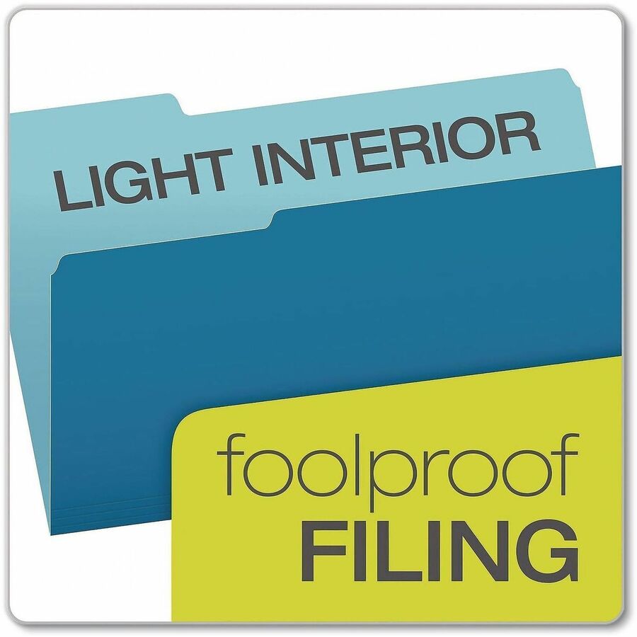 Interior File Folders, 1/3-Cut Tabs: Assorted, Legal Size, Blue, 100/Box
