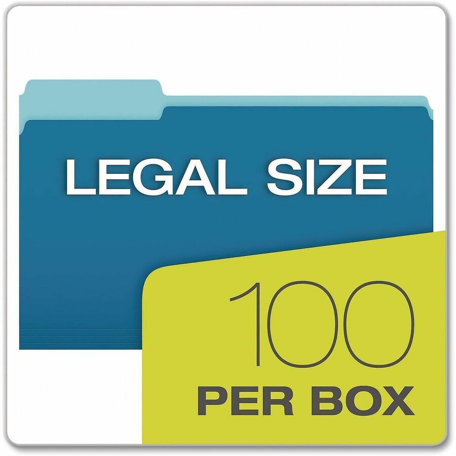 Interior File Folders, 1/3-Cut Tabs: Assorted, Legal Size, Blue, 100/Box