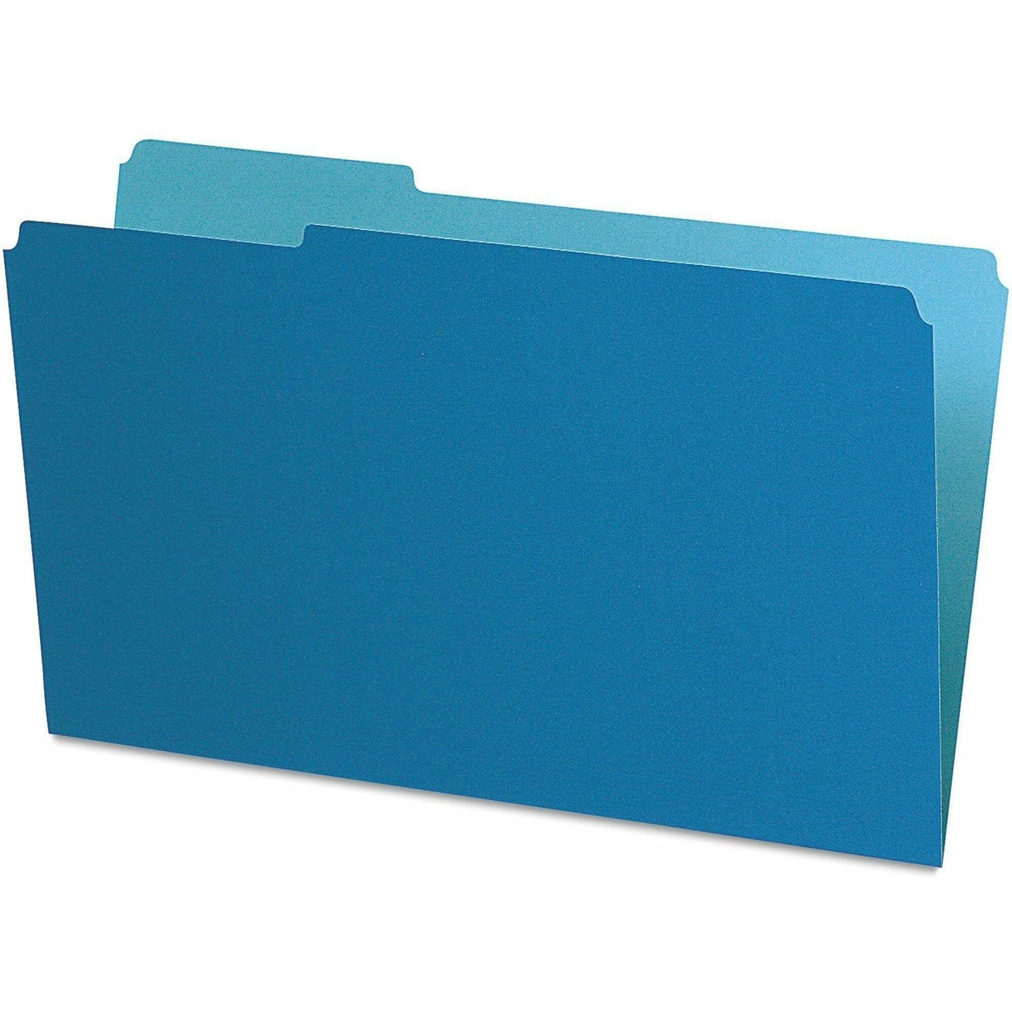Interior File Folders, 1/3-Cut Tabs: Assorted, Legal Size, Blue, 100/Box