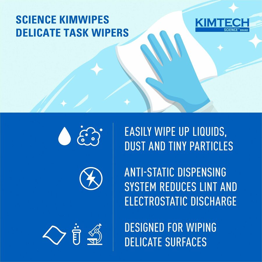 Kimberly-Clark KIMTECH SCIENCE KIMWIPES Delicate Task Wiper, Sold as 1 Box, 140 Each per Box - 8