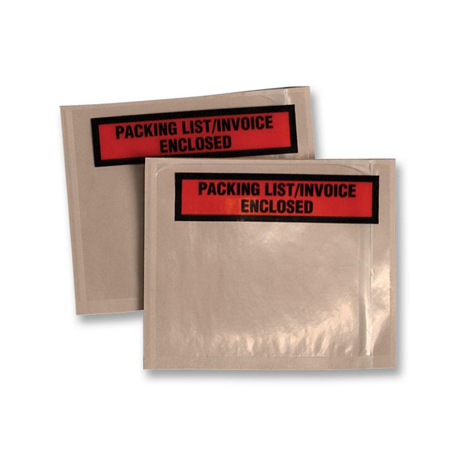 Self-Adhesive Packing List Envelope, Top-Print Front: Packing List/Invoice Enclosed, 4.5 x 5.5, Clear/Orange, 1,000/Carton