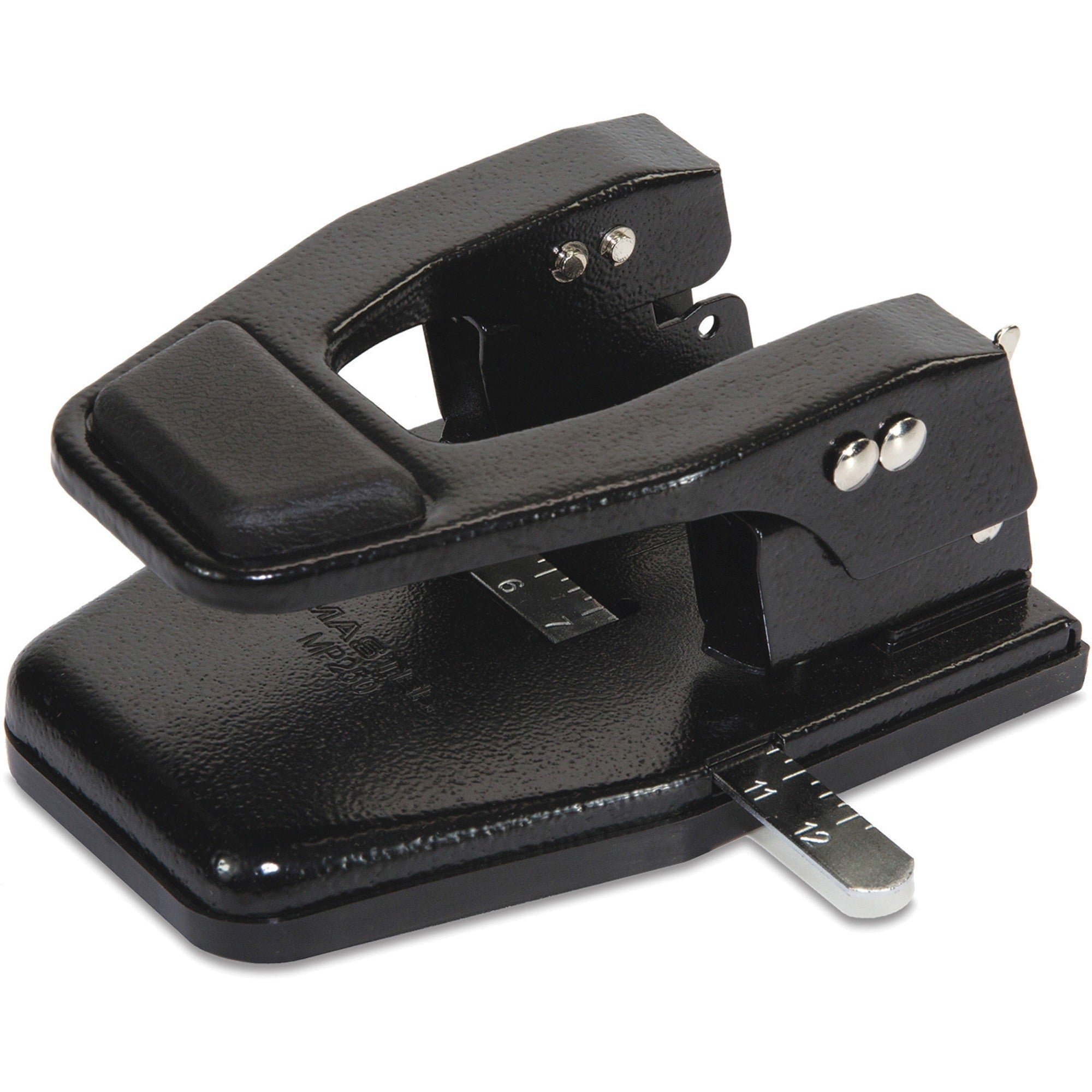 40-Sheet Heavy-Duty High-Capacity Two-Hole Punch, 9/32" Holes, Padded Handle, Black