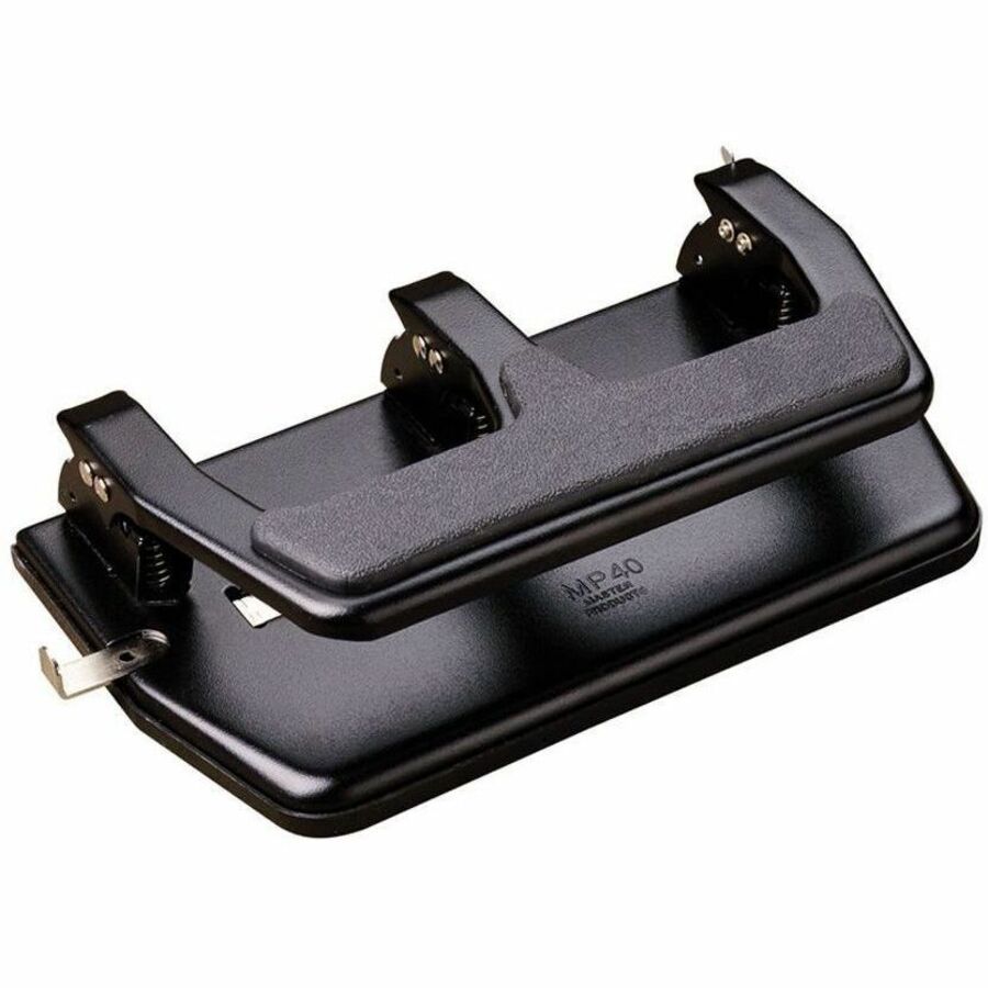 30-Sheet Heavy-Duty Three-Hole Punch with Gel Padded Handle, 9/32" Holes, Black