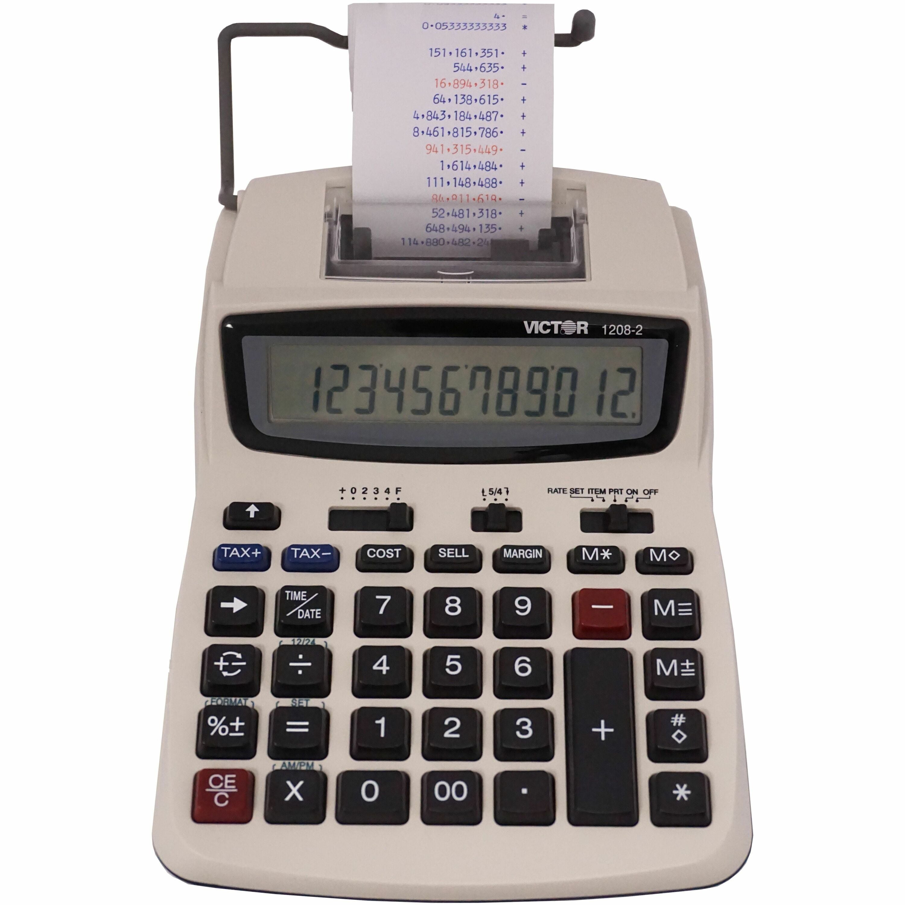 1208-2 Two-Color Compact Printing Calculator, Black/Red Print, 2.3 Lines/Sec