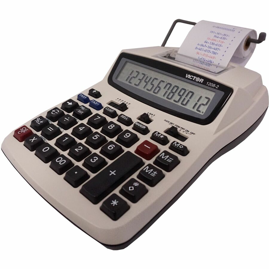 1208-2 Two-Color Compact Printing Calculator, Black/Red Print, 2.3 Lines/Sec