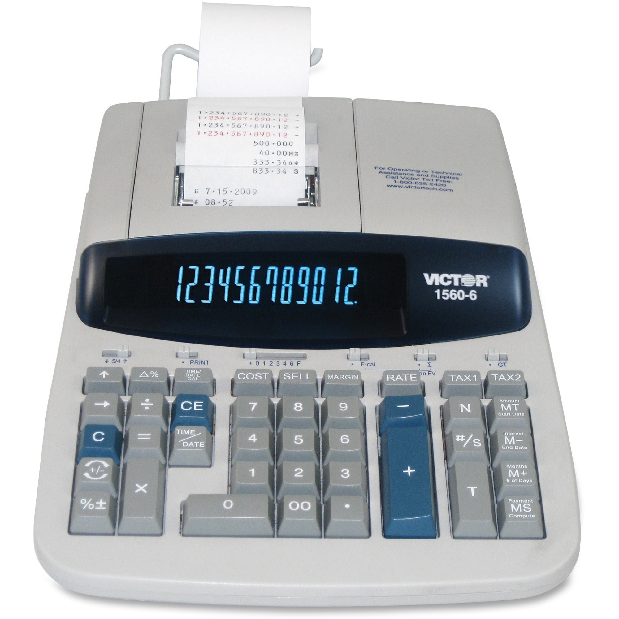 1560-6 Two-Color Ribbon Printing Calculator, Black/Red Print, 5.2 Lines/Sec