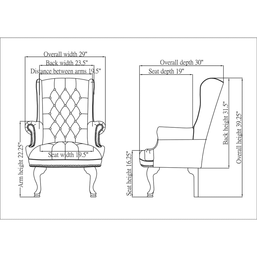 Lorell Berkeley Series Queen Anne Wing-Back Reception Chair - Burgundy Vinyl Seat - Mahogany Hardwood Frame - Four-legged Base - Oxblood - Wood - 1 Each