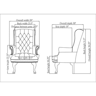 Lorell Berkeley Series Queen Anne Wing-Back Reception Chair - Burgundy Vinyl Seat - Mahogany Hardwood Frame - Four-legged Base - Oxblood - Wood - 1 Each