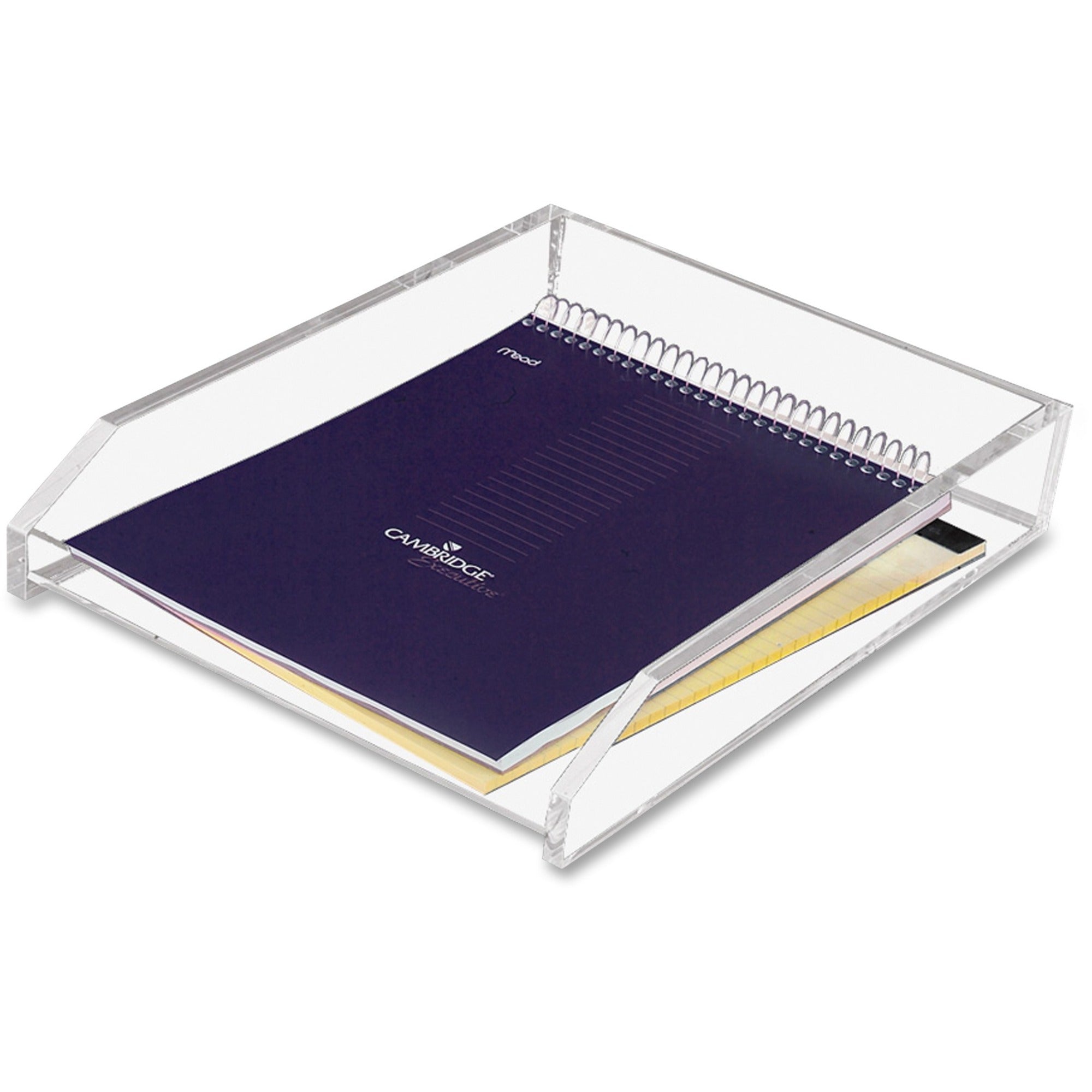 Clear Acrylic Letter Tray, 1 Section, Letter Size Files, 10.5" x 13.75" x 2.5", Clear