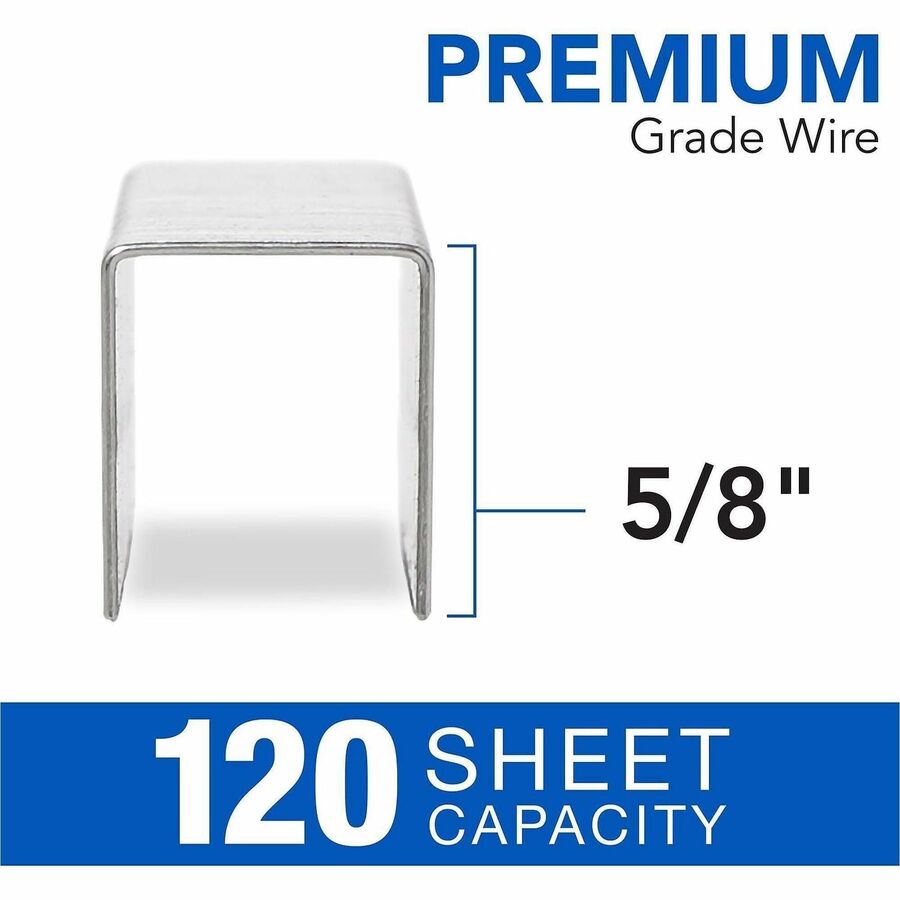 Light Touch Heavy-Duty Staples, 0.63" Leg, 0.5" Crown, Steel, 2,500/Box