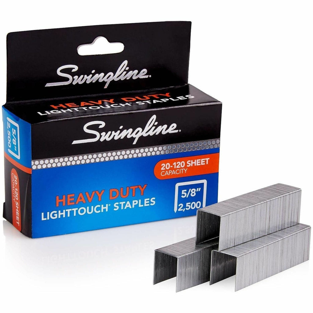 Light Touch Heavy-Duty Staples, 0.63" Leg, 0.5" Crown, Steel, 2,500/Box
