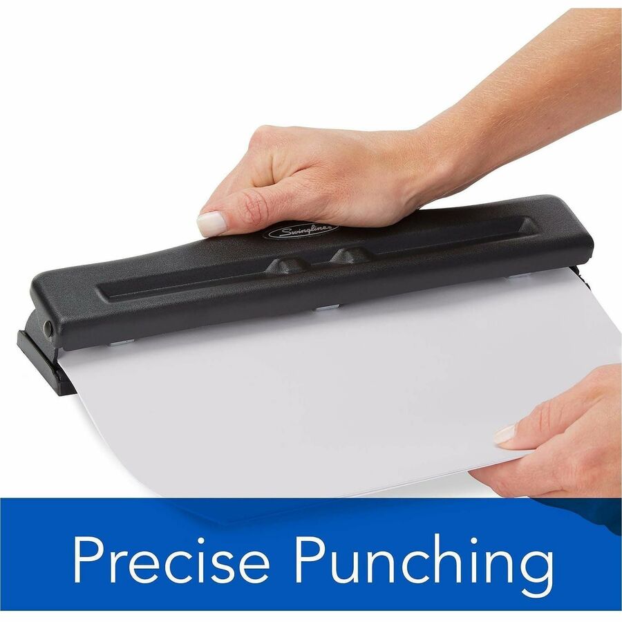 11-Sheet Commercial Adjustable Desktop Two- to Three-Hole Punch, 9/32" Holes, Black