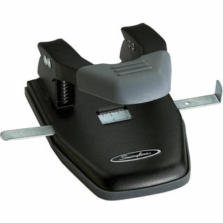 28-Sheet Comfort Handle Steel Two-Hole Punch, 1/4" Holes, Black/Gray