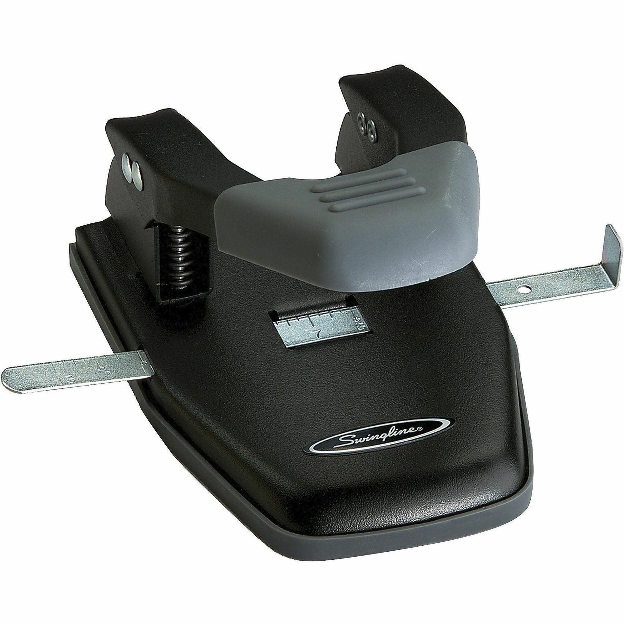 28-Sheet Comfort Handle Steel Two-Hole Punch, 1/4" Holes, Black/Gray