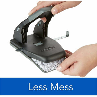 28-Sheet Comfort Handle Steel Two-Hole Punch, 1/4" Holes, Black/Gray