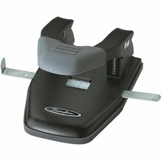 28-Sheet Comfort Handle Steel Two-Hole Punch, 1/4" Holes, Black/Gray