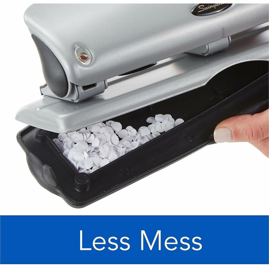 Swingline EasyView Desktop Punch - 3 Punch Head(s) - 12 Sheet - 9/32" Punch Size - Black, Silver
