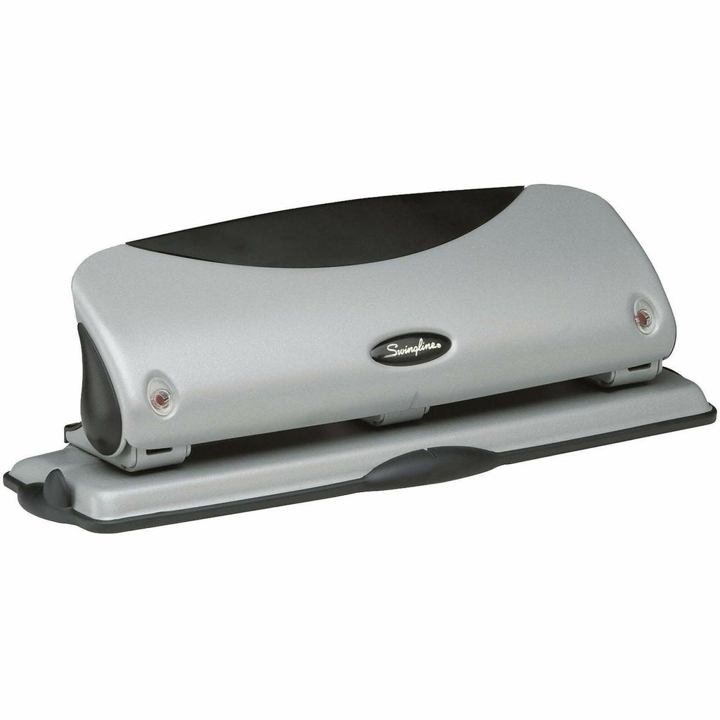 Swingline EasyView Desktop Punch - 3 Punch Head(s) - 12 Sheet - 9/32" Punch Size - Black, Silver
