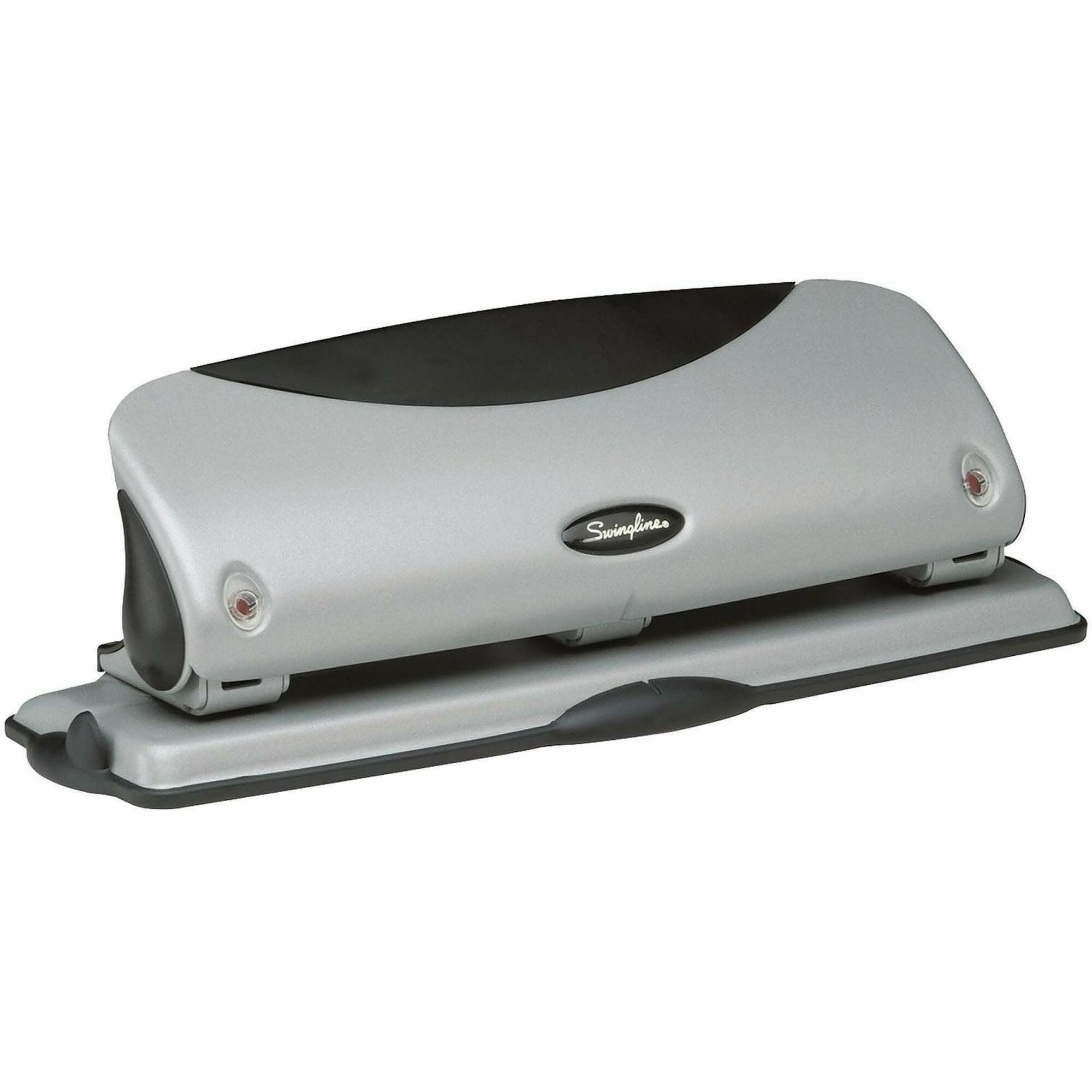 Swingline EasyView Desktop Punch - 3 Punch Head(s) - 12 Sheet - 9/32" Punch Size - Black, Silver