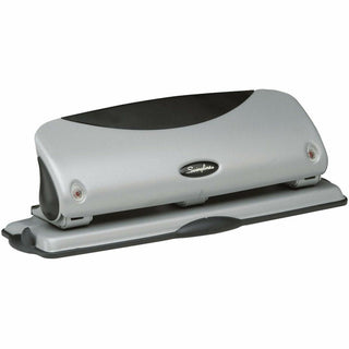 Swingline EasyView Desktop Punch - 3 Punch Head(s) - 12 Sheet - 9/32" Punch Size - Black, Silver