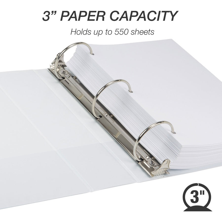 Earth's Choice Plant-Based Round Ring View Binder, 3 Rings, 3" Capacity, 11 x 8.5, White