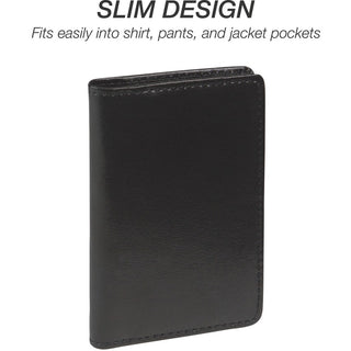 Samsill Regal Carrying Case (Wallet) Business Card - Black - Leather, Genuine Cowhide Leather Body - 1 Each