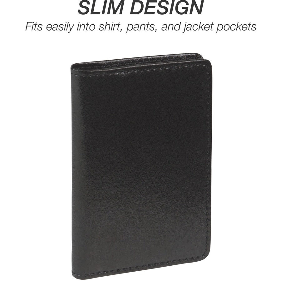 Samsill Regal Carrying Case (Wallet) Business Card - Black - Leather, Genuine Cowhide Leather Body - 1 Each