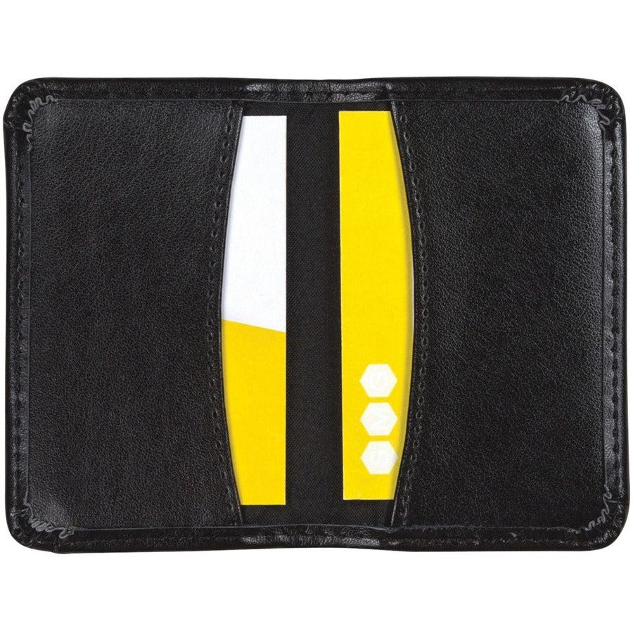 Samsill Regal Carrying Case (Wallet) Business Card - Black - Leather, Genuine Cowhide Leather Body - 1 Each