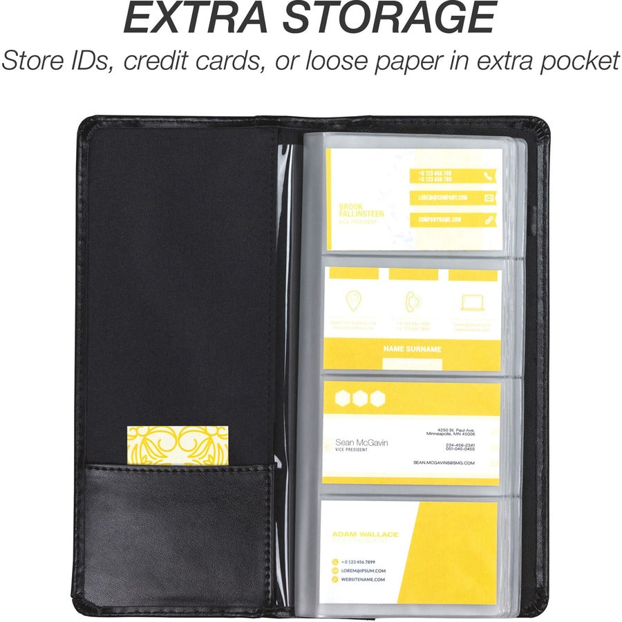 Samsill Regal Leather Business Card Holders - 96 Capacity - 4.50" Width x 10" Length - Leather Cover