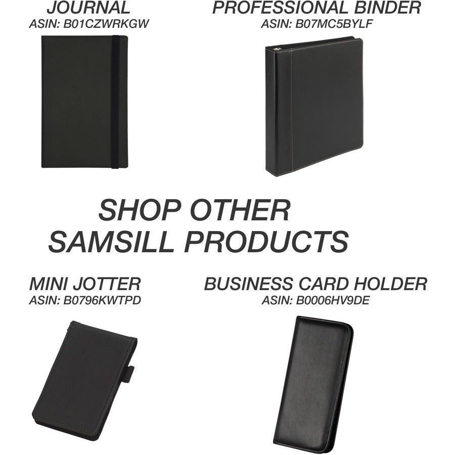 Professional Zippered Pad Holder/Ring Binder, Pockets, Writing Pad, Vinyl Black