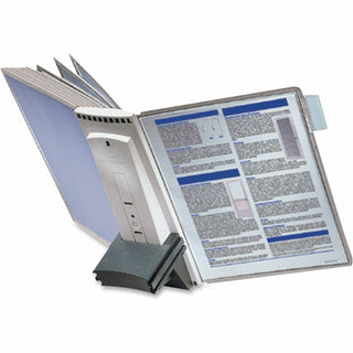 DURABLE Extension Set for SHERPA Reference Display System - 10 Double Sided Panels - Letter Size - Anti-Reflective/Non-Glare - Gray - 