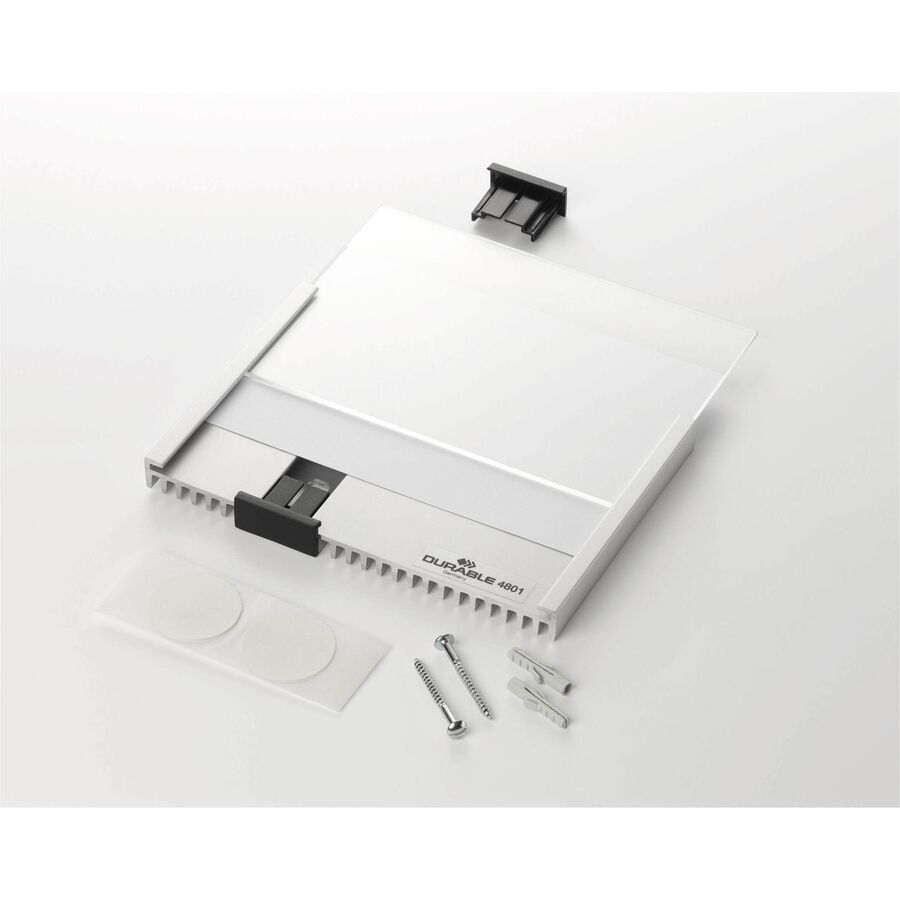 DURABLE Wall Mounted INFO SIGN - 5-9/10" x 2-1/10" - Rectangular Shape - Acrylic, Aluminum - Updateable - Silver - 1 Pack