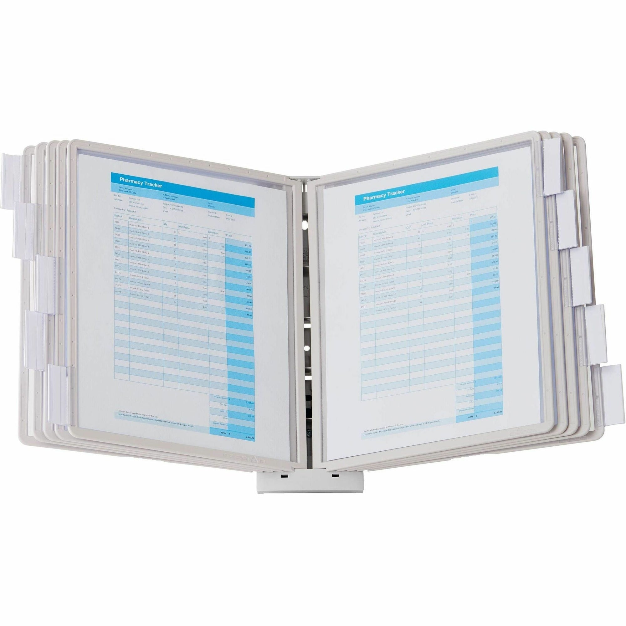DURABLE SHERPA Wall Mounted Reference Display System - Wall Mountable - 10 Double Sided Panels - Letter Size - Anti-Reflective/Non-Glare - Gray