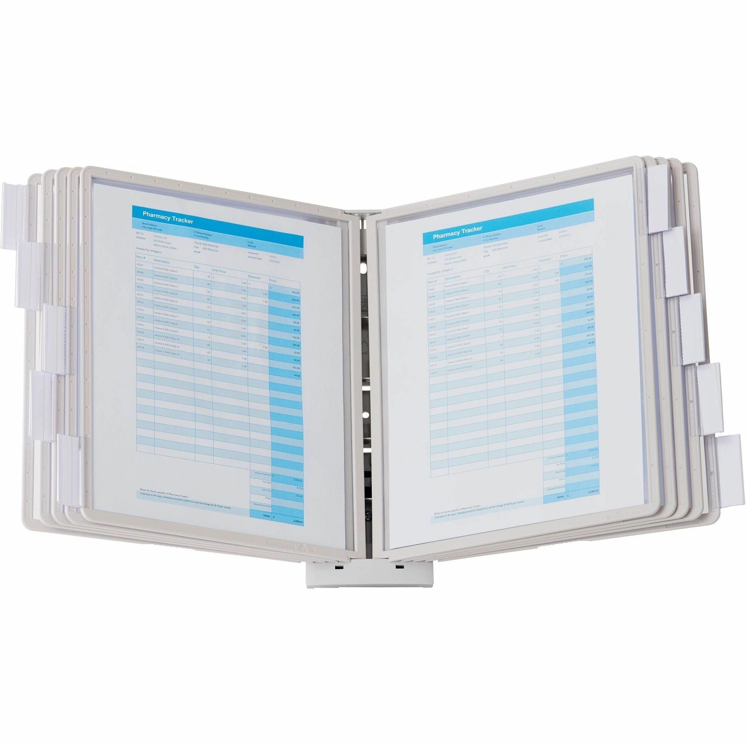 DURABLE SHERPA Wall Mounted Reference Display System - Wall Mountable - 10 Double Sided Panels - Letter Size - Anti-Reflective/Non-Glare - Gray