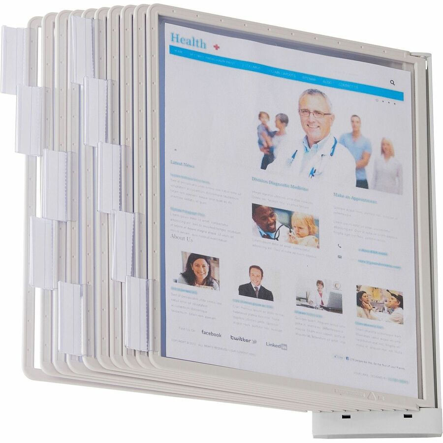 DURABLE SHERPA Wall Mounted Reference Display System - Wall Mountable - 10 Double Sided Panels - Letter Size - Anti-Reflective/Non-Glare - Gray
