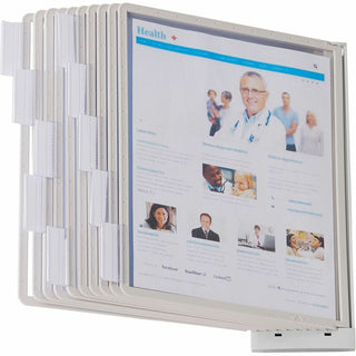 DURABLE SHERPA Wall Mounted Reference Display System - Wall Mountable - 10 Double Sided Panels - Letter Size - Anti-Reflective/Non-Glare - Gray